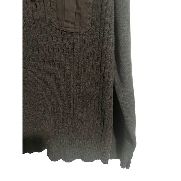 MARC Ecko Mens Gray Ribbed Quarter Zip Pull Over Sweater, Mens Size Large - Picture 5 of 8